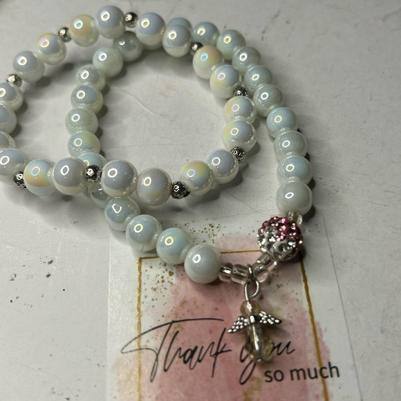 White Opalite Angel Charm Bracelet - Picture 1 of 5